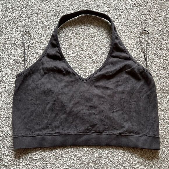 Garage Grey Halter Crop Top - Picture 1 of 3